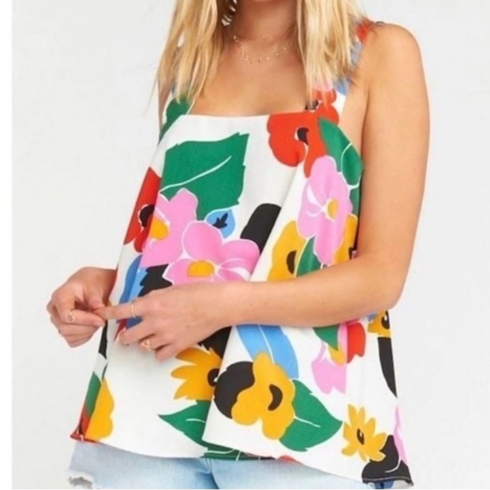 Show Me Your MuMu Ambres White Floral Sleeveless Tank Small
